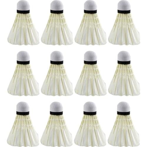 MYSPORTS Badminton Resistant Goose Feather Flight Stability Training Practice 12 Packs for Training Game Durable Balls