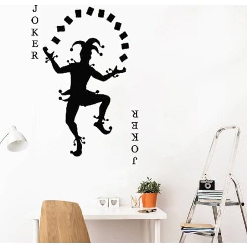 Joker Wall Decal Gambler Casino Poker Stickers Card Gambling Club Window Decor Removable G47
