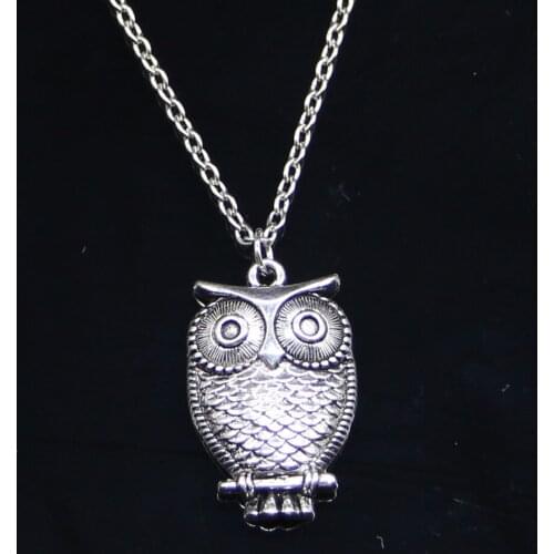 New Fashion Necklace 28x18mm owl standing branch Pendants Short Long Women Men Colar Gift Jewelry Choker