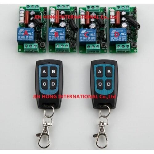 2016 New 220V 1CH 10A Wireless Remote Control Switch System 4pcs Receiver and 2pcsTransmitter Applicance Garage Door