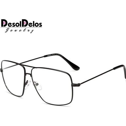 Original Fashion Oculos Metal Oversized Square Eye Glasses Frame Women Vintage Ladies Sunglasses Men Transparent Eyewear 2019