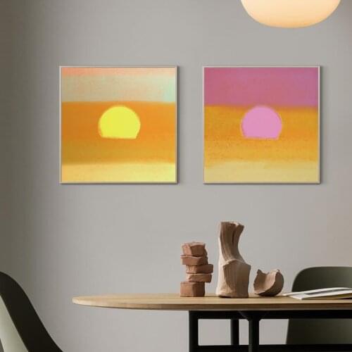 Simple Nordic abstract sunrise sunset Andy Warhol watercolor poster living room decoration painting dining room mural picture