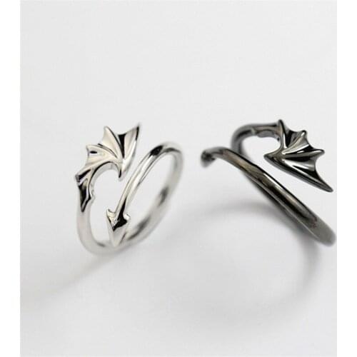 Simple Jewelry Titanium Brass Koakuma Little Devil Dragon Gothic Evil Vampire Rings Open Ring Halloween Party Jewelry Gift