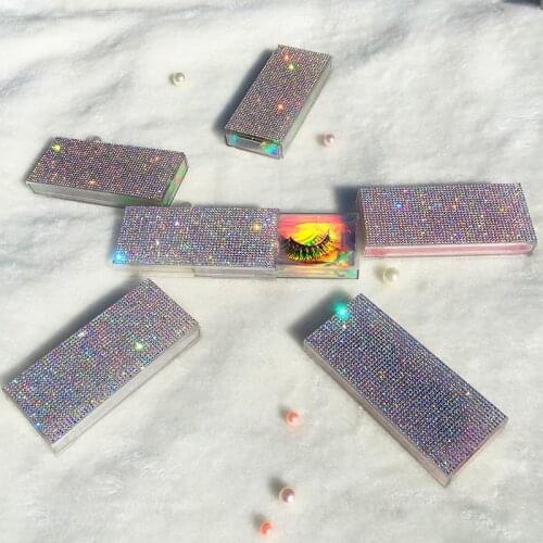 Empty clear rhinestones box shine and pretty lashes box Acrylic box