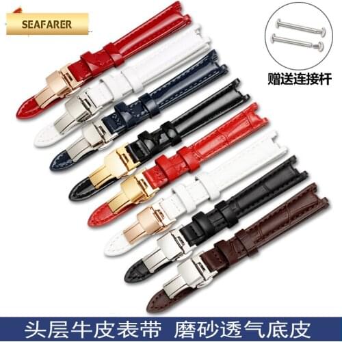 Genuine Leather Womens Watch Strap for 1853 Tissot T094 Flamenco Series T094210 Watch Bracelet 12mm Watch Band