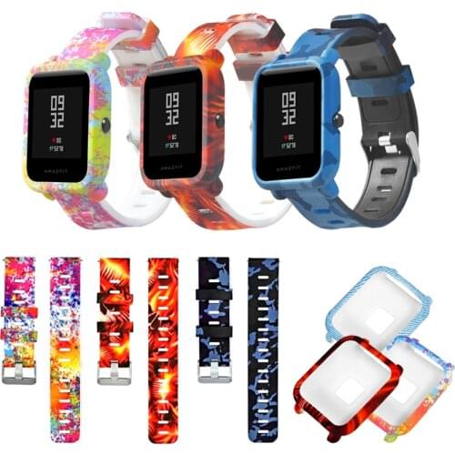 For Amazfit Bip Strap 20mm Watch Band Camouflage Silicone Bracelet for Xiaomi Huami Amazfit Bip Bit Youth Case Cover Accessories