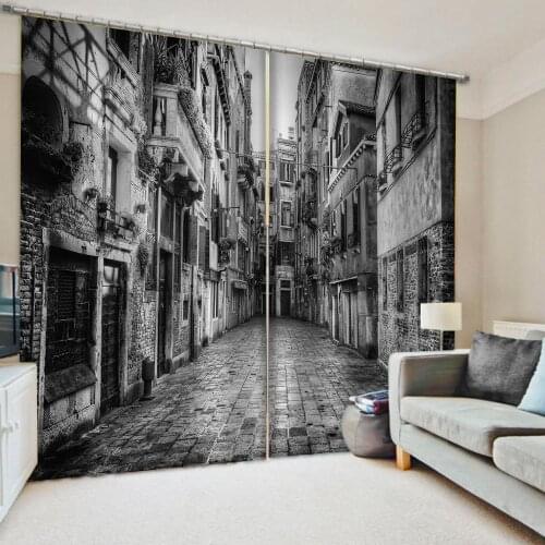 Luxury Blackout 3D Window Curtains For Living Room Bedroom grey building curtains 3d curtains