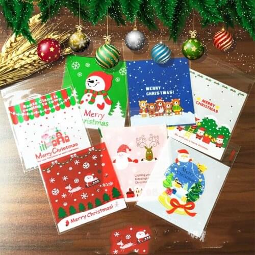 25 pcs/Lot Self Adhesive Christmas Wedding Gift Soap Packaging Bags Candy Cookie Baking Package Bag Christmas decorations Party