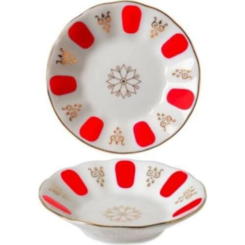 Silk Red coffee Cooker Pattern Porcelain Tea And Coffee cup Saucer Marble pattern porcelain tea and coffee cup dish