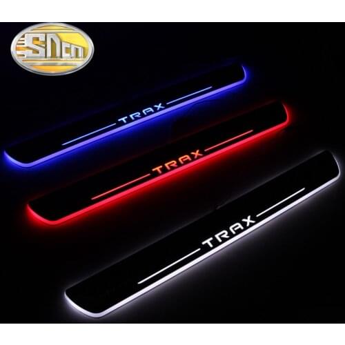 SNCN 4PCS Car LED Door Sill For Chevrolet Trax 2013 2014 2015 Ultra-thin Acrylic Dynamic LED Welcome Light Scuff Plate Pedal