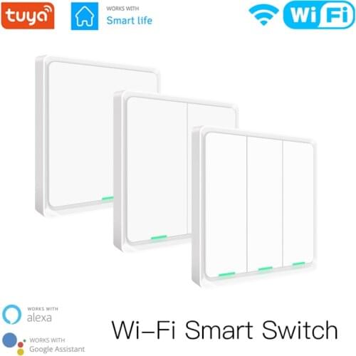 Tuya WiFi Smart Wall Light Switch Neutral Wire Required Multi-control Association in Smart Life App Works with Alexa Google Home