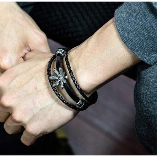 Vintage Multilayer Leather Bracelet Maple Leather Bracelet Womens Bracelets 2021