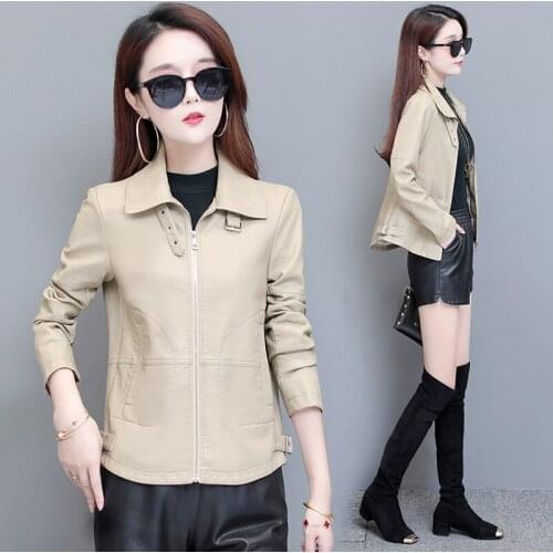 2020 New Autumn Women Pu Leather Jacket Girl Short Coat Female Black Punk Bomber Faux Leather Outwear Blazer lady spring tops