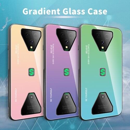 For Black Shark 4 Pro Case Gradient Color Tempered Glass Hard Cover For For Black Shark 4 Coques Slim Fundas
