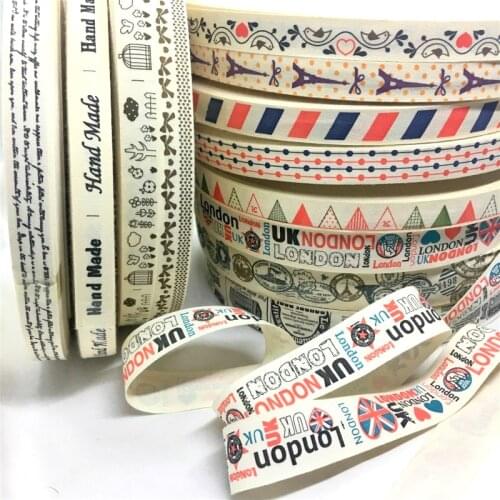 1.5cm 2.5cm 10Y Retro Printed cotton ribbon for Handmade Craft Easter Wedding Party Deco Christmas Holidays Gift Floral Packing
