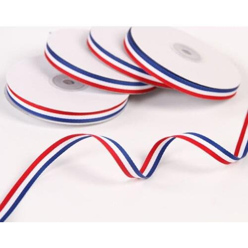 10Yards/Lot Three Color Blue White Red France Grosgrain Ribbon for Fresh Flower Bunch Bouquet Gifts Boxes Packing Decoration