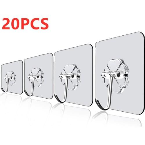 20pcs Transparent Strong Suction Wall Hooks For Home Kitchen And Bathroom Cup Sucker Hanger Key Holder Storage Hanger Towel Hook