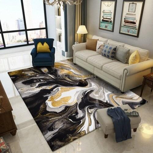 200*300cm Modern Abstract Golden Golden Dark Brown Marble Pattern Kitchen Living Room Bedroom Bedside Carpet Floor Mat
