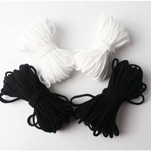 3mm 5/10 / 30m Black White Round Elastic Band Nylon Mask Lanyard Adjustable Mask Ear Rope Sewing Accessories Handmade Materials