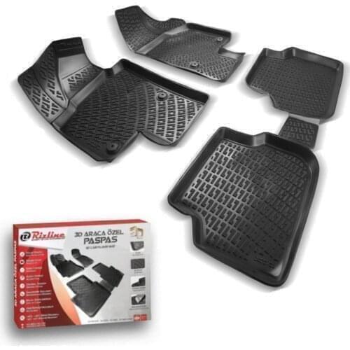 3D Car Floor Mat Black 4 cm Raised Borders for Dacıa Sandero 2008-2012 Perfect Fit Odorless Allergy Free Easy to Clean