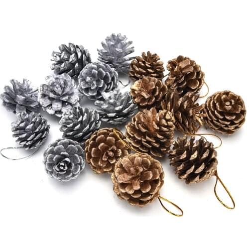 9Pcs Christmas Tree Pine Cones Pinecone Hanging Ball Xmas Holiday Party Ornament Supplies christmas decorations for home Pendant
