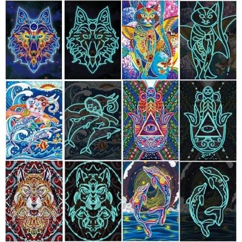5D DIY Night Luminous Diamond Painting Amimal Special Shaped Diamond Embroidery Cross Stitch Picture Of Rhinestone Home Decor
