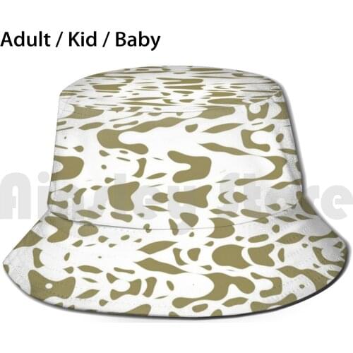 Beige And White , Abstract Liquid Print , Deformed Drops Flow Design Sun Hat Foldable UV Protection Graphic Design Pattern