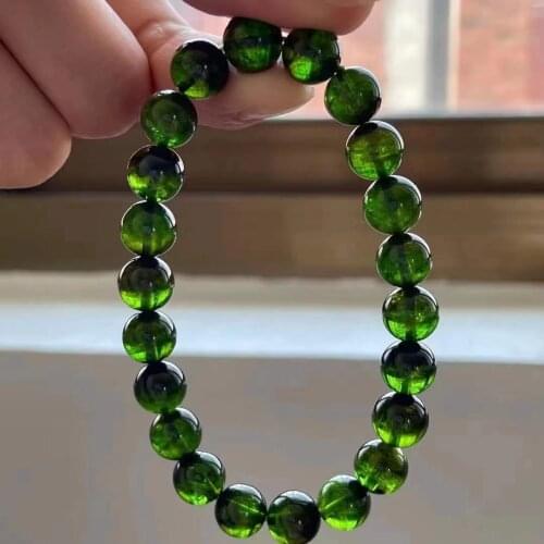 Genuine Natural Green Tourmaline Quartz Bracelet Clear Round Beads 8.8mm Women Men Fashion Stone From Brazil AAAAAA