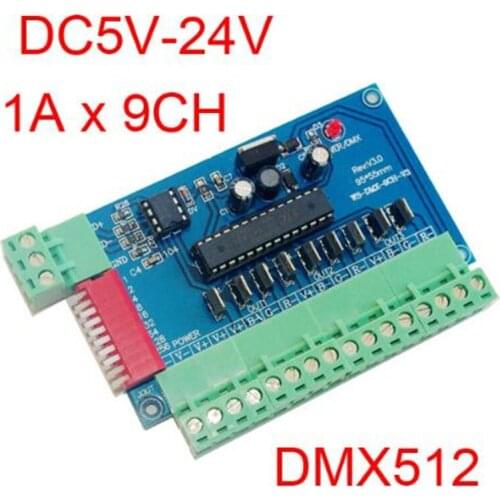 Fast 10pcs WS-DMX-9CH-BAN Easy 9 channel DMX512 RGB controller 3groups RGB 9CH DMX512 decoder DC5-24V input each channel max 3A