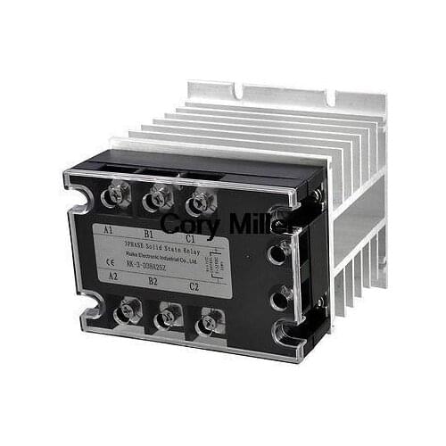 DC-AC 25A 5-32VDC/ 380VAC Three Phase SSR Solid State Relay w Aluminum Heat Sink