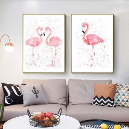Watercolor Flamingo Poster Animal Minimalist Canvas Painting Nordic Art Print Modern Wall Picture For Living Room Home Decor