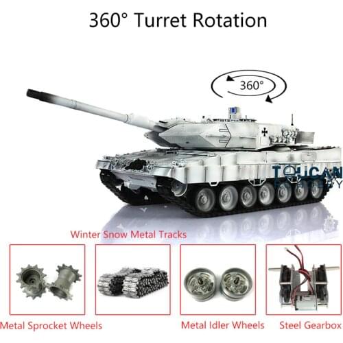 Heng Long 1/16 Snow 7.0 Leopard2A6 RTR RC Tank 3889 W/ 360 Turret Metal Idlers TH17632-SMT4