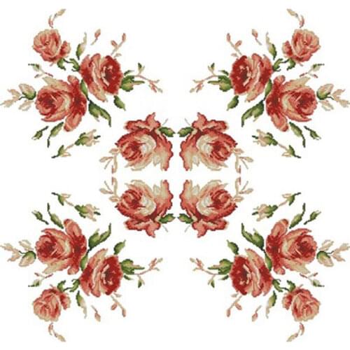 Pillow Illustration-Red Rose patterns Counted Cross Stitch 11CT 14CT 18 DIY Chinese Cross Stitch Kits Embroidery Needlework Sets