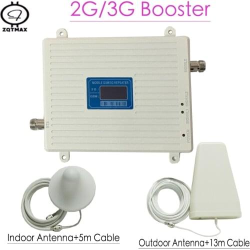 ZQTMAX antenna set + 2g 3g signal repeater gsm wcdma Dual Band Cell Phone Booster 900 2100 UMTS Amplifier