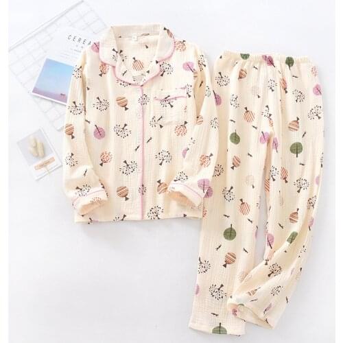 Fashion Spring and Autumn Ladies Cotton Long-sleeved Trousers Pajamas Plus Size Home Service Pajama Set Women Kawaii Pajama