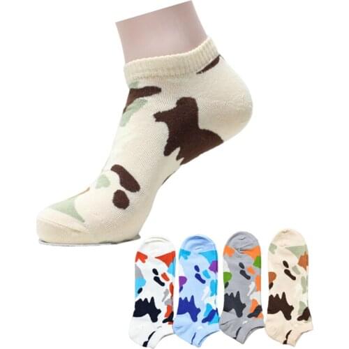 Cheap men cotton ankle socks spring summer and autumn colorful camouflage socks mans and male short sock gifts for men