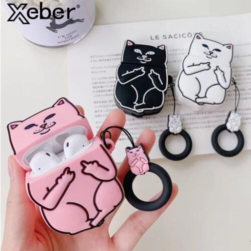 Cute Cartoon Case For AirPods Pro Soft Silicone Bluetooth Earphone Protective Charging Bag For AirPods 2 1 Ring 3D Despise Cat