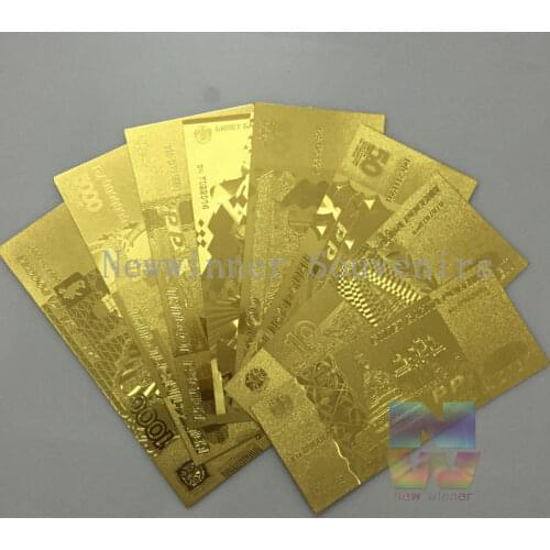 8 pcs/lot Russia Gold Banknote Set 5,10,50,100,500,1000,5000 Paper Money Russian Rubles Free Shipping