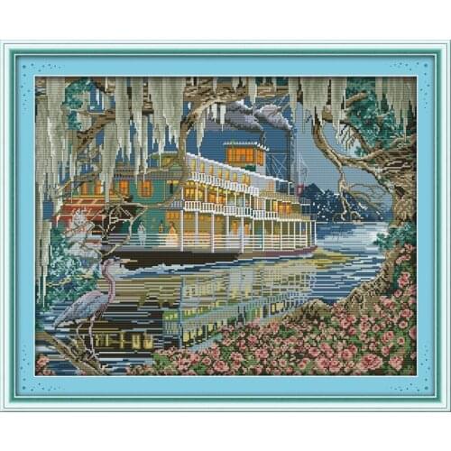 Everlasting Love Sailing Chinese Cross Stitch Kits Ecological Cotton Stamped DIY New Year 11CT 14CT Christmas Decorations Gift