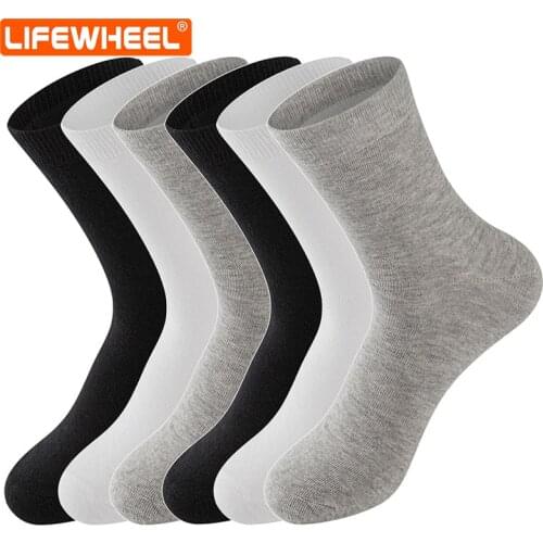 LifeWheel High Quality Men Women Cotton Breathable Casual Business Dress Mid Calf Socks for Black White Gray Running Sports Cozy