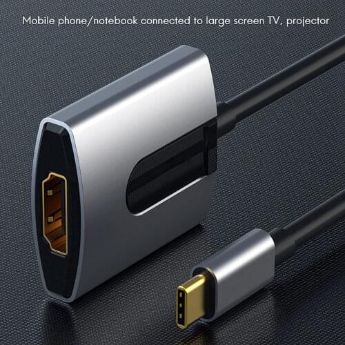 New Ype-C To HDMI-Compatible Converter USB-C To HD 4K 30Hz Adapter For Mobile Phone Smart TV Notebook Projector-Gray