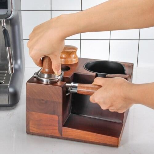 51/53mm Walnut Wood Coffee Filter Tamper Holder Espresso Tamper Mat Stand Coffee Maker Support Base Rack Coffee Accessories