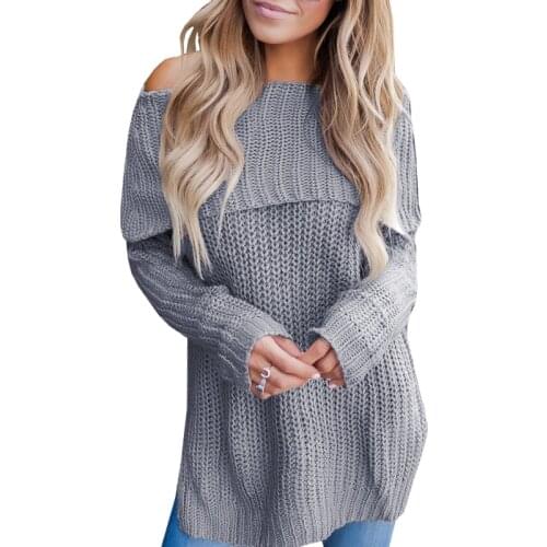 Umeko Casual Solid Bodycon Off Shoulder Sweaters Women Fall Winter Clothes Solid Knitted Female Pullovers Sweater Autumn Winter