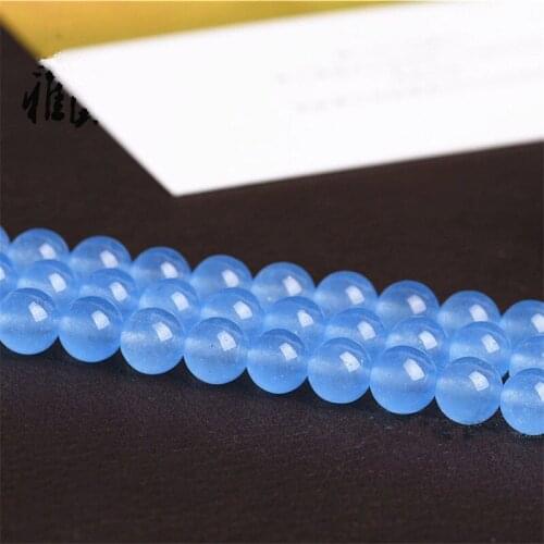 RONGQING 1String Light Blue Chalcedony Beads for Bracelet and Necklace 4-14mm