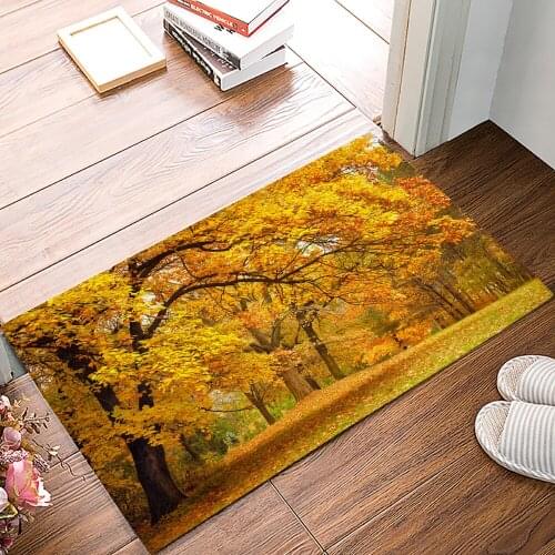 Maple Leaf Yellow Woods Family Doormat Kitchen Living Room Floor Rug Bathroom Non-slip Foot Mat Entrance Hall Welcome Carpet