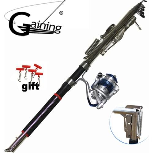 1.8m 2.1m 2.4m 2.7m Spinning Automatic Spring Fishing Pole Sea River Lake Pole with Fishing Reel