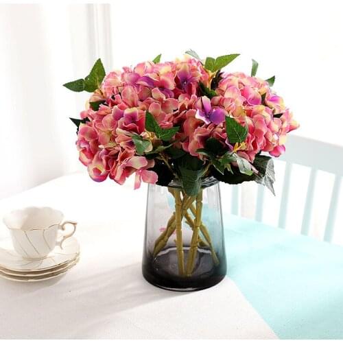 Vividly Artificial Flowers Real Touch Silk Big Hydrangea Flower Bride Bouquet Wedding Decoration Home Desktop DIY Floral Craft