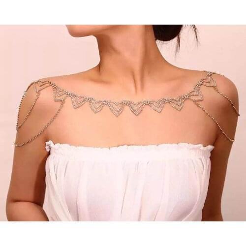 Ashion punk style crystal shoulder chain shining Rhinestone womens Cape chain sweet romantic bride wedding body jewelry gift