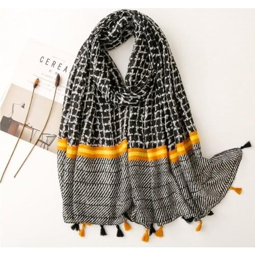 Womens Cotton Scarves Lady Light Soft Fashion Floral Scarf Wrap Shawls Plaid Geometrc Printed Large Head Stoles Sunscreen Hijab