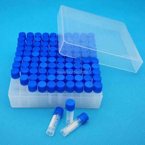 100pieces plastic 1.8ml freezing tube + one piece 100 vents plastic Freezing tube storage box for experiment